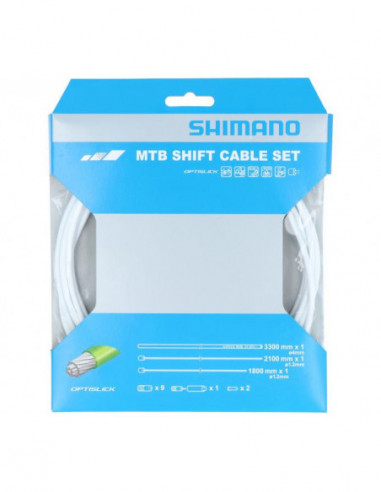 Shimano, Set guaina/cavo cambio, MTB OPTISLICK coated, cavo 2x 2100mm, guaina OT-SP41 3300mm, colore bianco