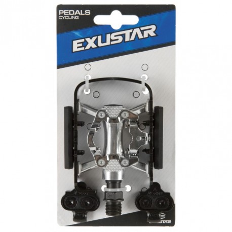 EXUSTAR pedali MTB E-PM-818-03 nero-argento DUO-Pedal