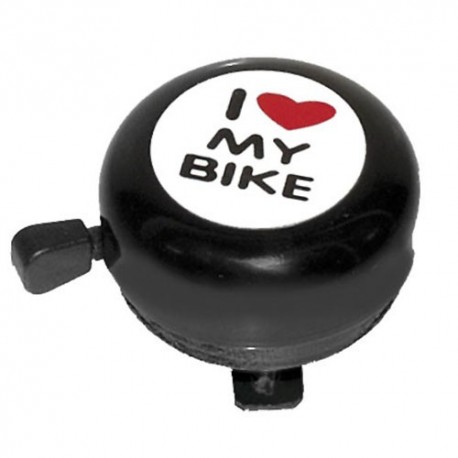 absolut, Campanello, acciaio, colore nero, Ø 54mm, montaggio al manubrio 22.2mm, con adesivo "i love my bike"